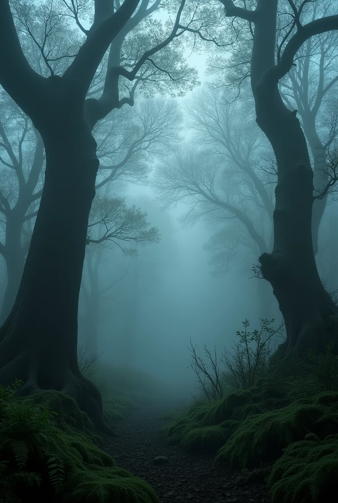 Foggy and dark image of forest