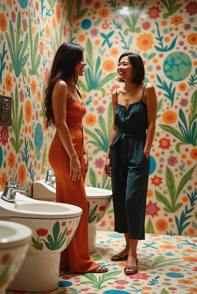 Two toilet woman