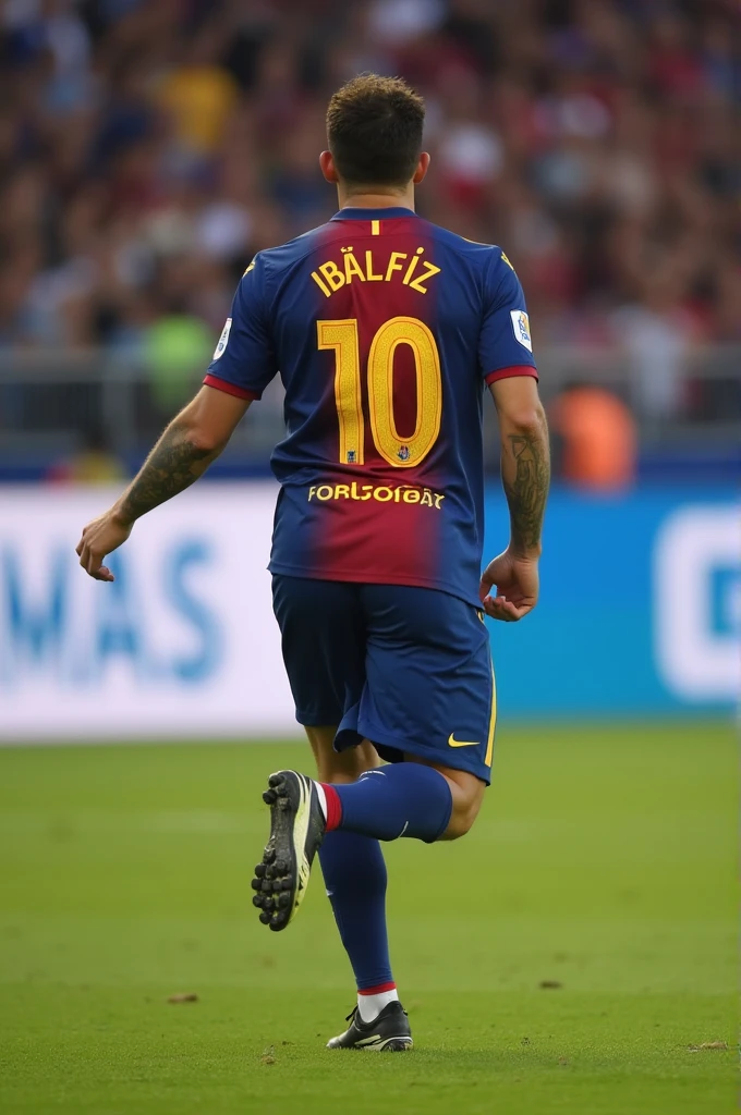 football player, with Əbəlfəz written on his back, is happy after scoring a goal