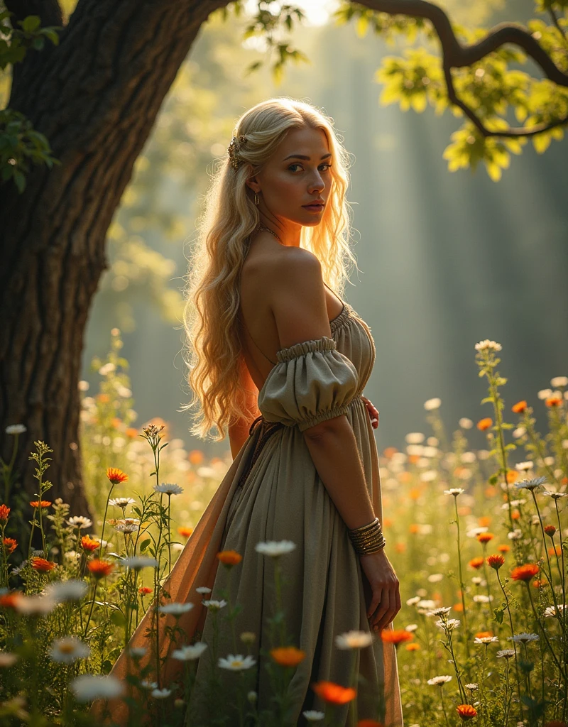 medieval naked sexy curvy blonde. naked body