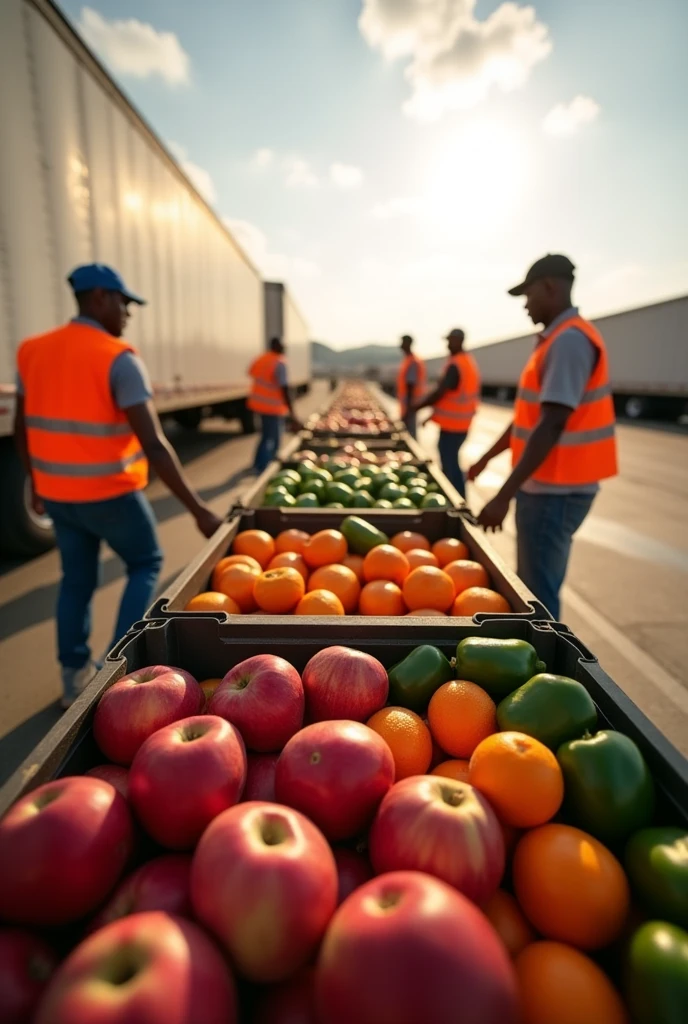 Fresh Produce - Fruits and vegetables are commonly transporting in reefer trailers by workers