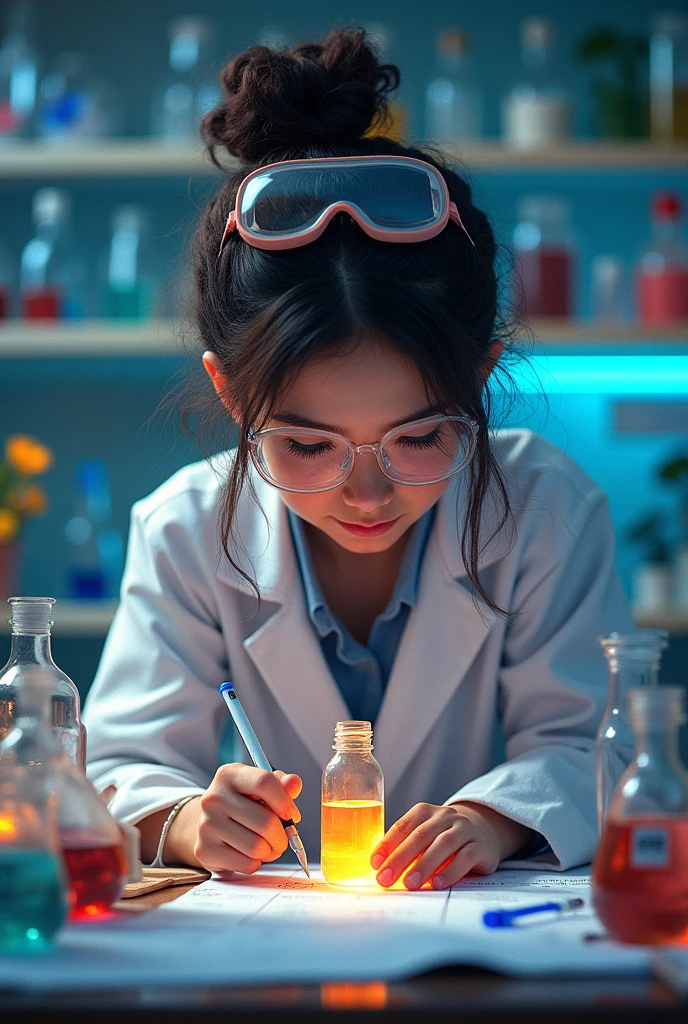 Person writing a label on a small, cylindrical, transparent plastic sample container
