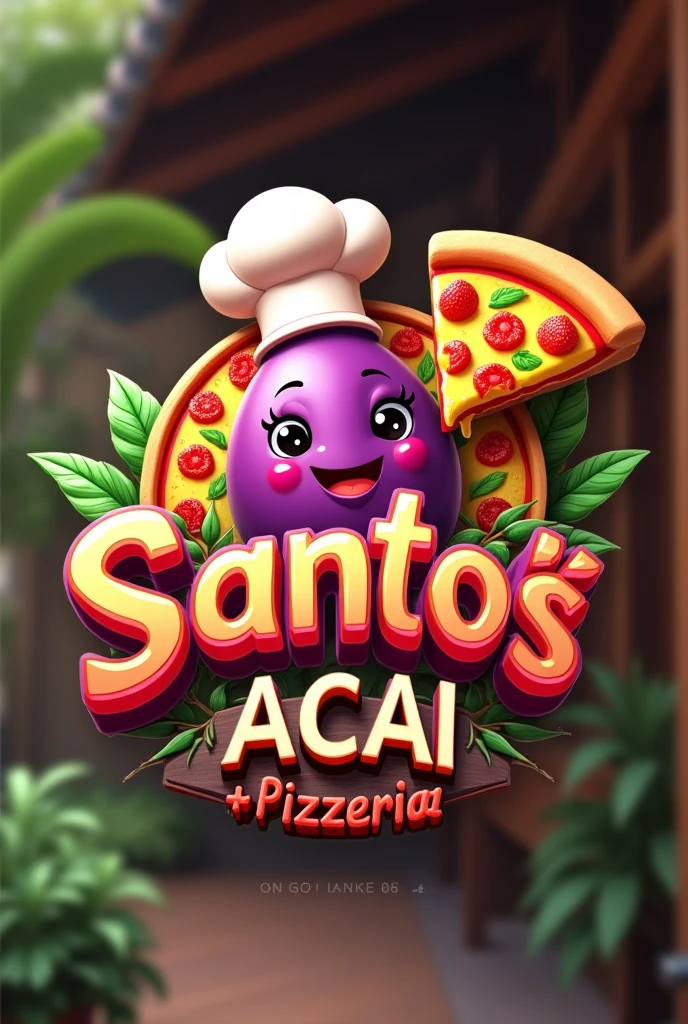 3D Logo for Santos Acai and Pizzeria Store