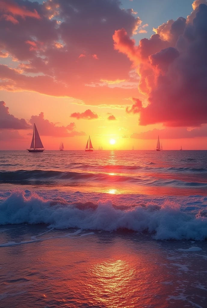 A photo of sunset at the sea epic view