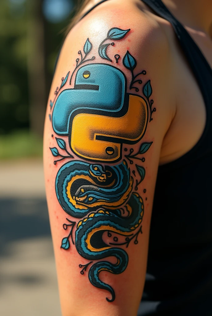 I want to see what the python logo would look like but with colors as if it were a tattoo on a white person&#39;s skin