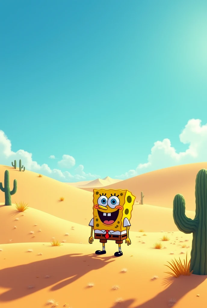 SpongeBob in the middle of the blind desert