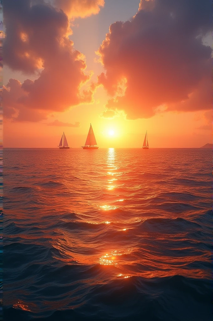 A photo at sea sunset sun a golden epic sunset