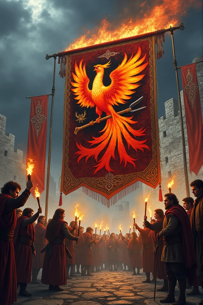 Medieval banner symbolizing a revolt and rebirth