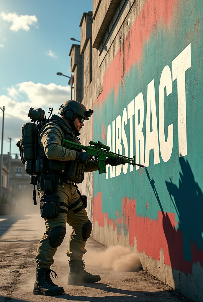 codm holding a green assault writing a big letters of ABSTRACT on