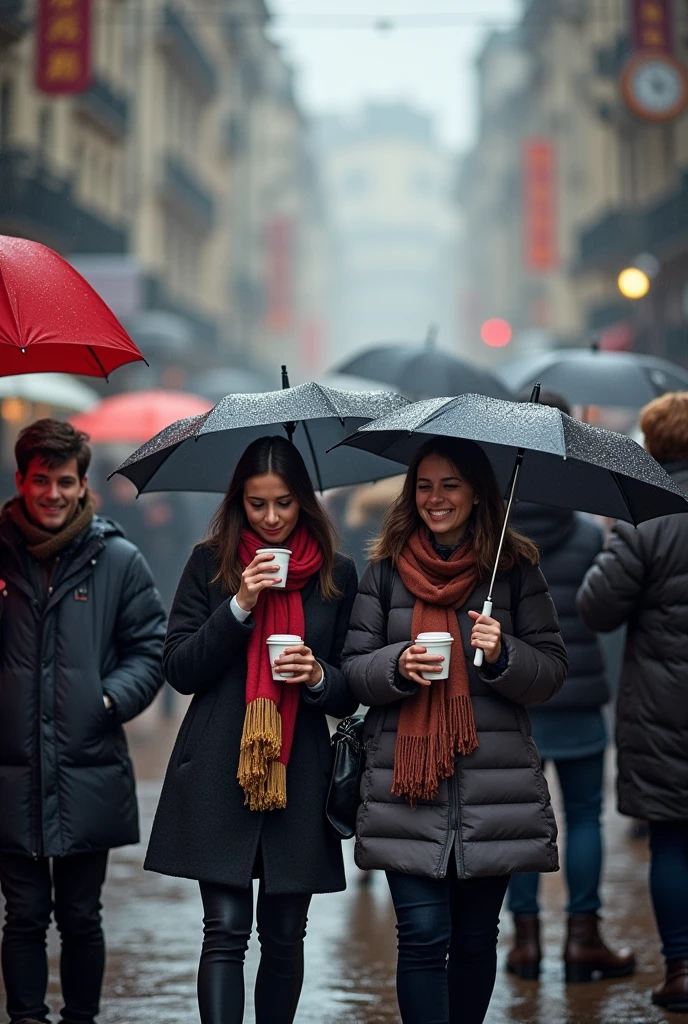 A day with 3 degrees and 100% humidity and people 