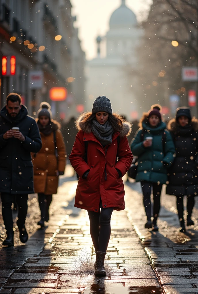 A day with 2 degrees and 100% humidity and people 