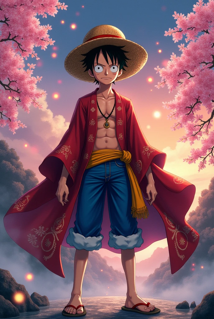 Luffy no modelo de desenho de demon slayer