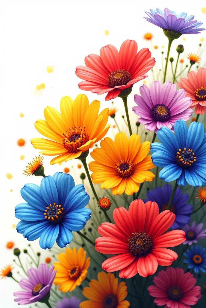 Amazing colourful flowers
With white background
