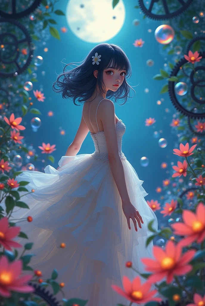 A magical night。Surrounded by soap bubbles, flowers, and gears。A dress that conceals elegant skin.。Medium Straight Hair。Side hair is layered、The bangs are straight and reach the eyes。
Japanese face。身体をbig。
A gentle gaze。Round face。
Shoulder circumference、Waist circumference、Butt、big。Big back。Broad shoulders。
The body is fat。Selfish Body。
155cm100kg
More thick and full-bodied
4-headed
Thin raised eyebrows、Sharp down-turned eyes、Smiling with outstretched arms and calling