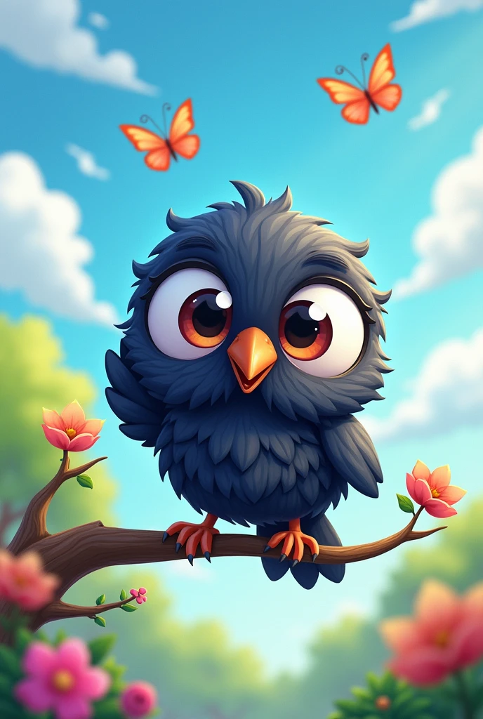 Create a cute cartoon of Raven