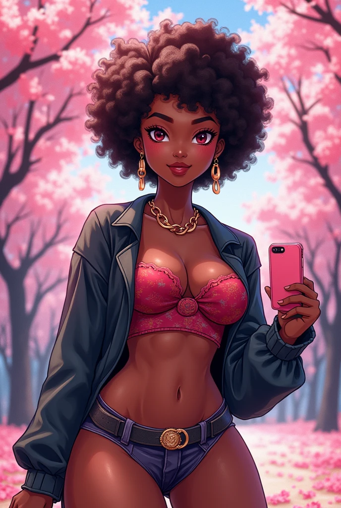 Sexy anime Black girl selfie cherry