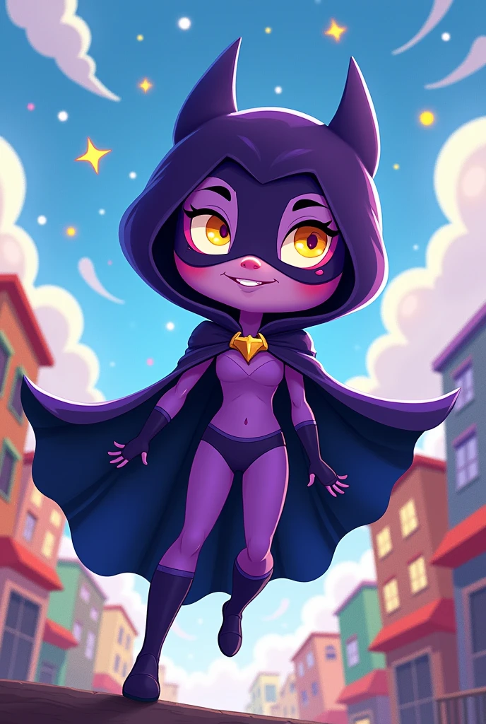 Create a cute cartoon of Raven (superheroine)