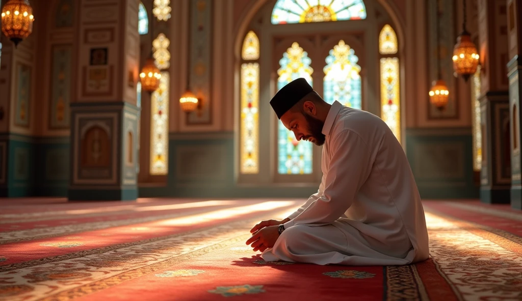 The Muslim man prayer in mosque