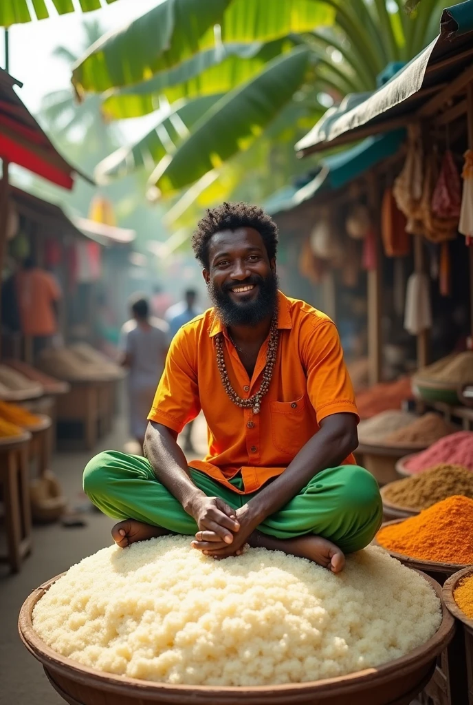 Black man sitting on idli 