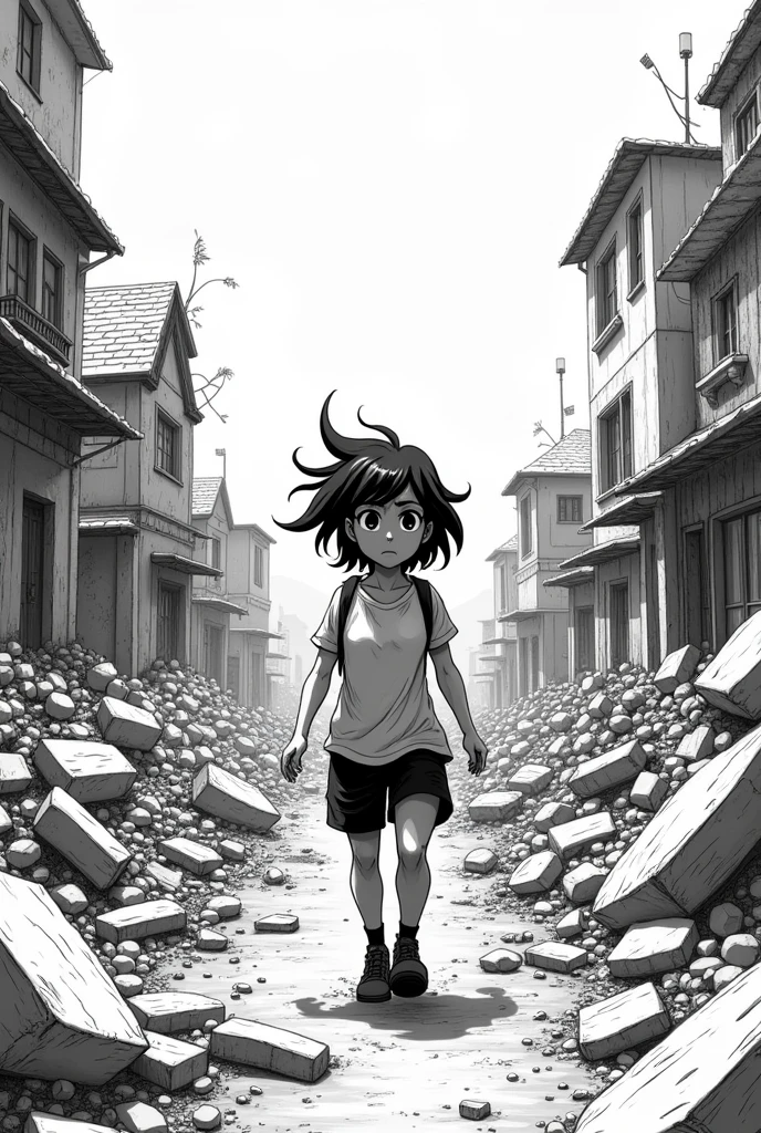 A black and white animated comic about a natural disaster