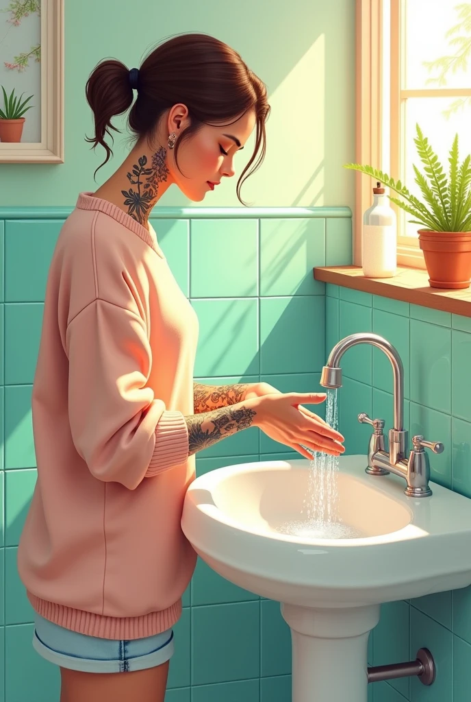 Adult washing their hands