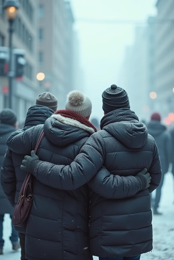 A day of -2 degrees Celsius (realist) with 100% humidity with people 