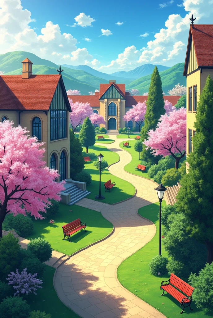 anime college background without showing people, just the scenery