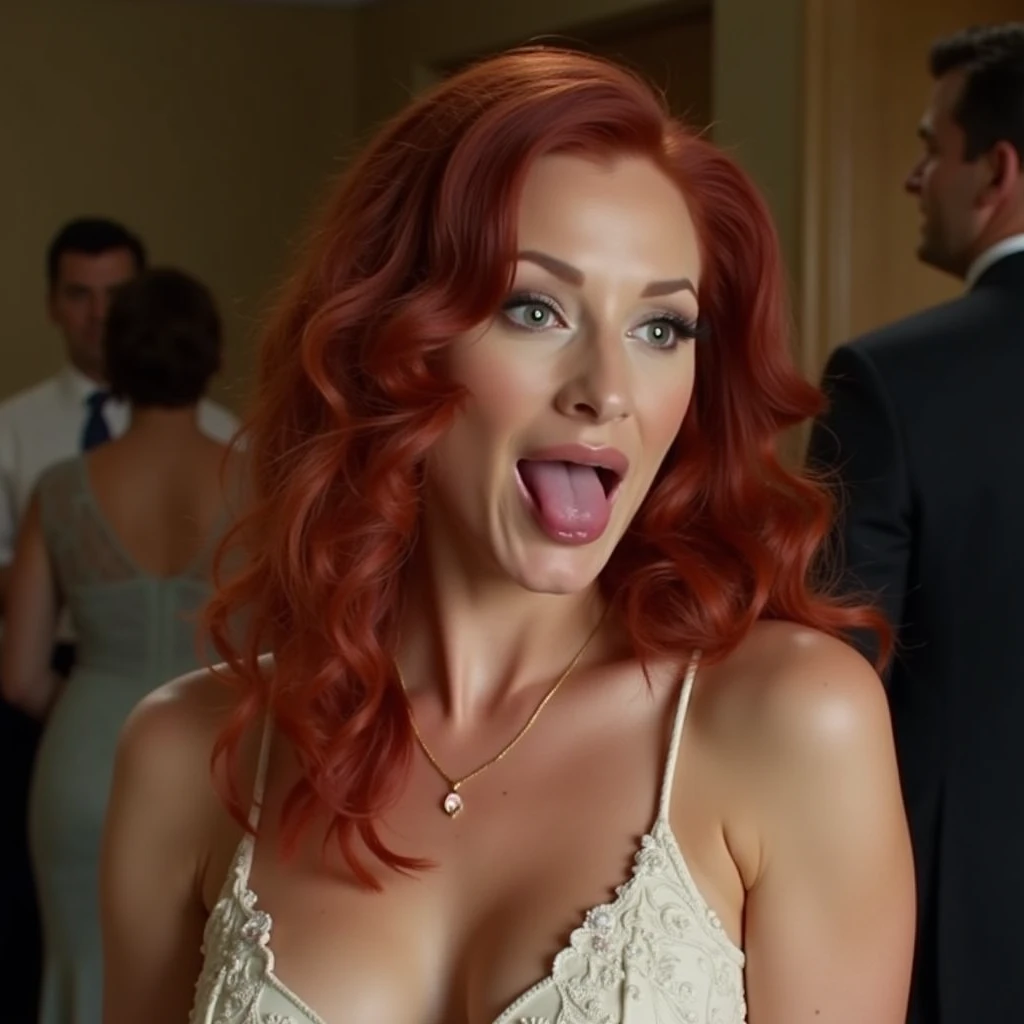 Gwen Tennyson redhead open mouth with tongue real life big tits big ass