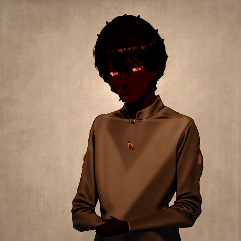 (koyo),(Very tall boy),(Solo Portrait of a Boy 1:1.5),(Boy1),(Man of the masculine gender),(young),(Full body portrait:1.5),(17 year old teenager),(average physical height),(height 1.83cm),(Dark skin color clay tone5:2.0),(mixed facial caricatures oval face and thick flat nose but a little thin And big mouth but smaller and a little thin),(short curly hair on both sides),(dark brown eyes),(young appearance of a teenager),(Wearing),+,(an 8th century emperor's outfit consisting of a still shiny black cape and black pants with black boots with gold lines and a blouse with black sleeves with gold) 