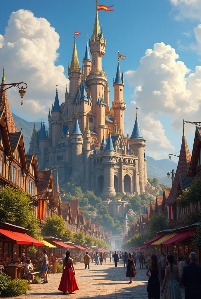 Gigantic classy castle, surrounded by a city.