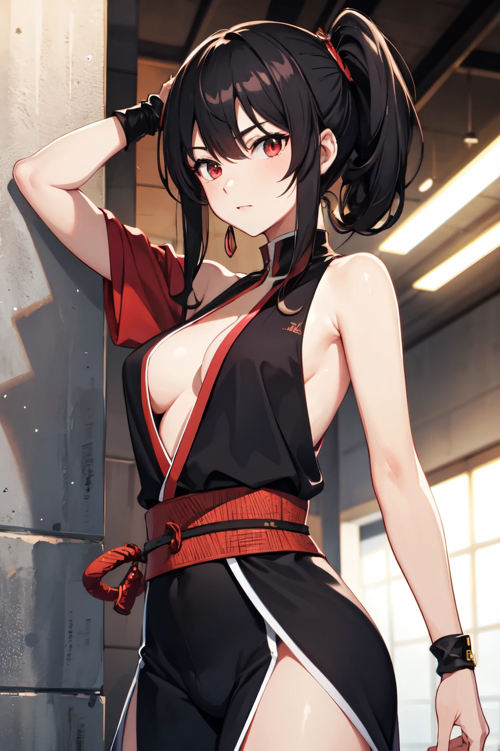 ((best quality)), ((masterpiece)), (detailed), black hair, red eyes, kunoichi