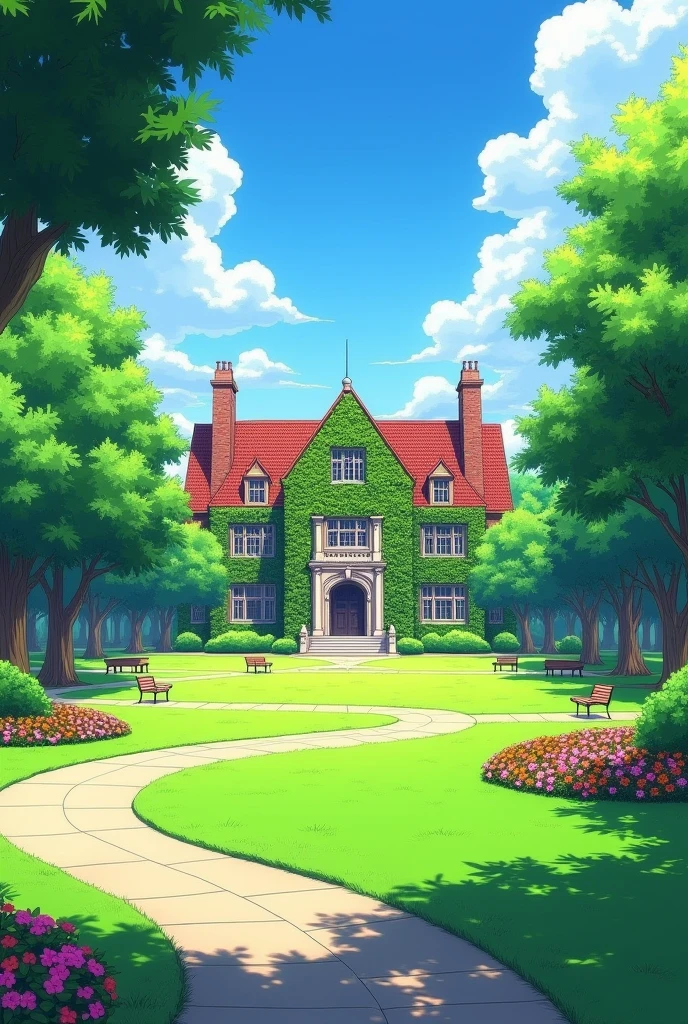 college anime background without showing people just the scenery