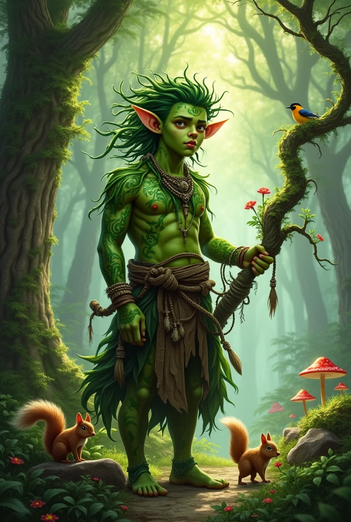 Um adolescente hobgoblin druida
