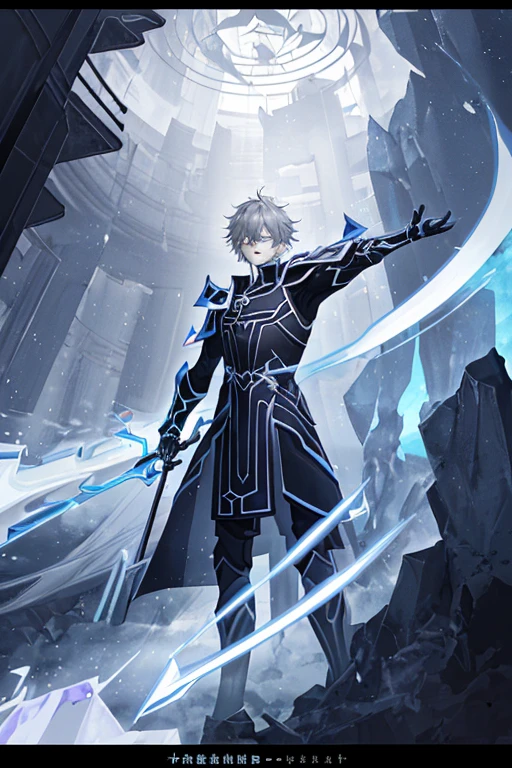 "Series name: Necromancer Aura", World, where every person has auras. Our hero will have gray color, gray aura. He will be dressed like a nobleman, with black hair. Our hero is on a hill where you can see a cave resurrecting skeletons. Наш герой человек: 1.2), (Outstanding RPG Writer: 1.1), The perfect combination of elements.