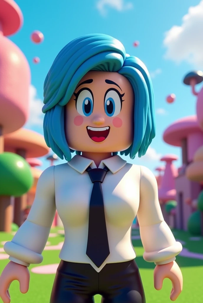 Roblox a character with a white blouse with a tie