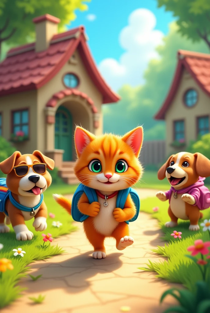 But the happy kitten was on his way to school when he was robbed by a group of dogs.