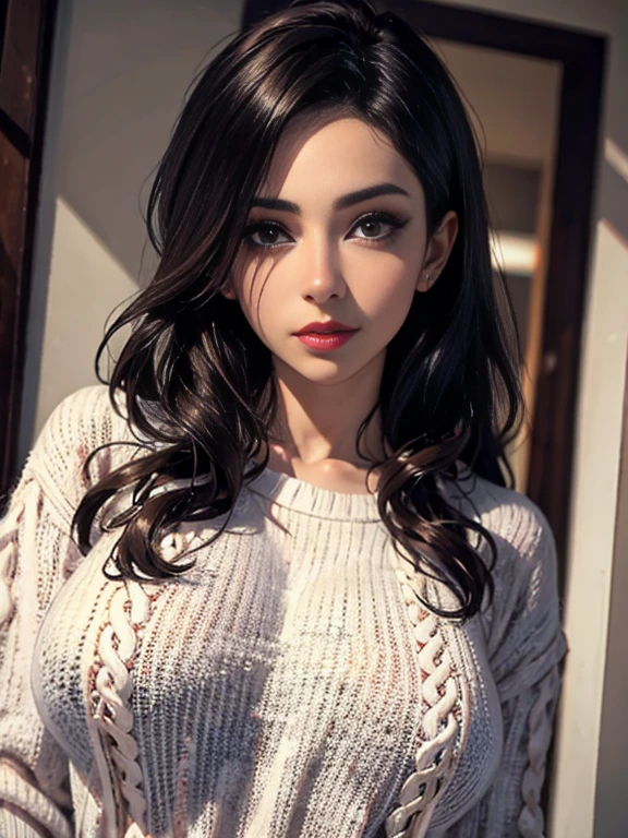 (Best Quality, high quality, detailed, masterpiece, Vibrant, showy, realistic, Photo, 8k, 4k, DSLR quality, Photorealistic, epiCPhoto, epiCrealismo, epiCrealVida, flashPhoto, picxer_real:0.8), a Latina girl named Maria, long brown hair, dark brown eyes, long and beautiful eyelashes, pretty face, oversized sweater, oversized sweatpants,
