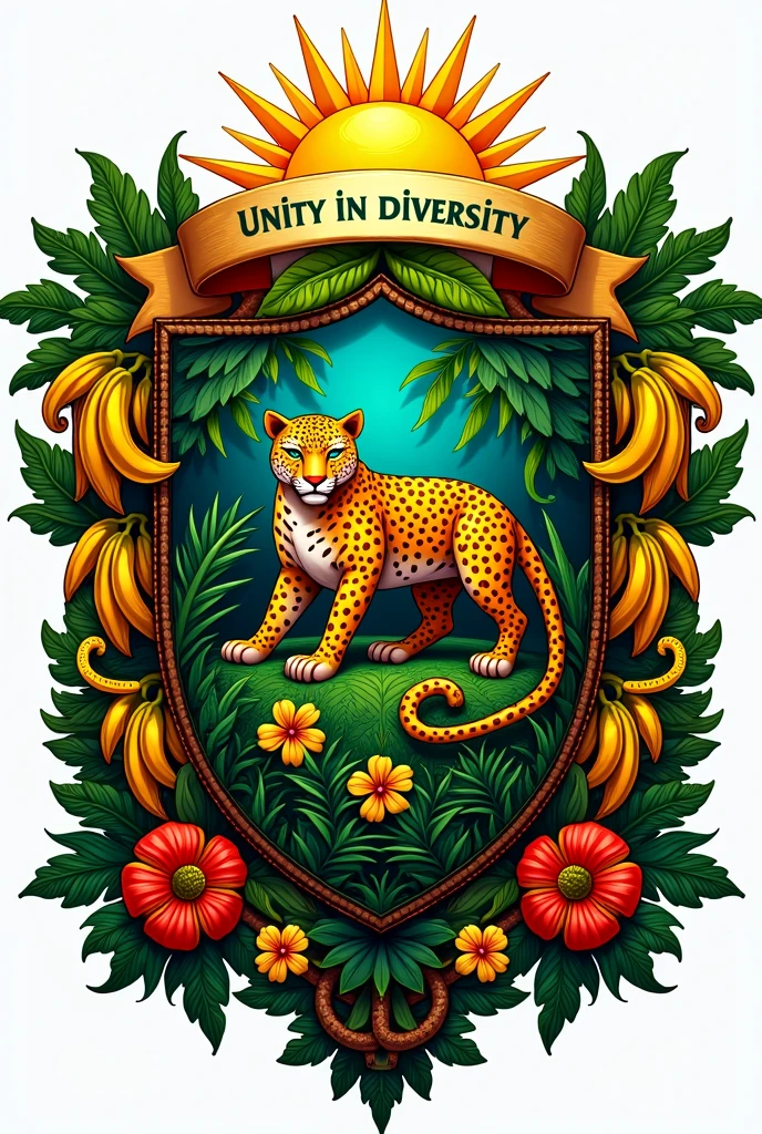 Can you create a coat of arms for a fictional country called Banana that is jungle-themed?