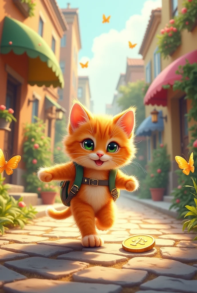 But the happy kitten on its way to school found money in the middle of the street