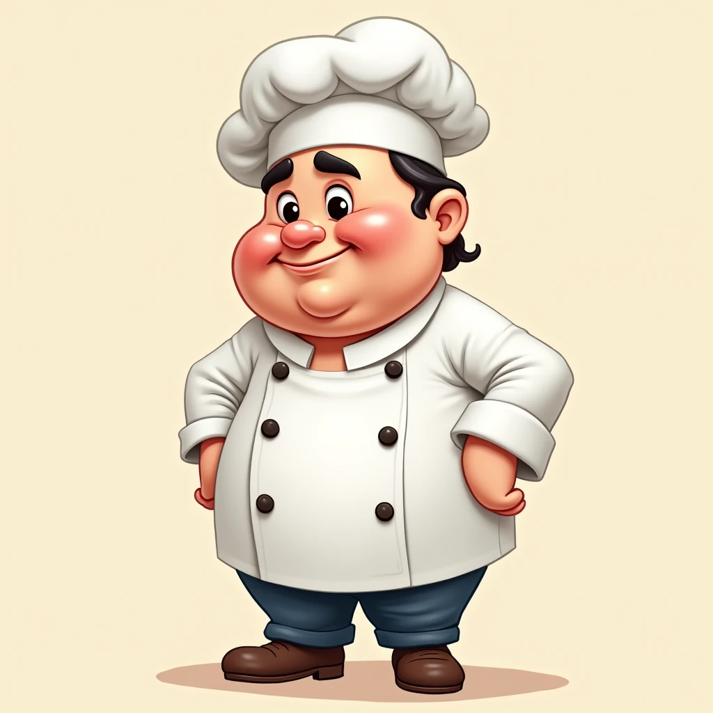 Pakistani , chubby, chef, happy, no background, illustration
