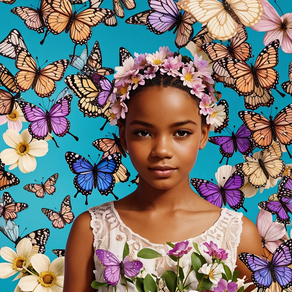 Create a Marcel image with butterflies and flowers for me.