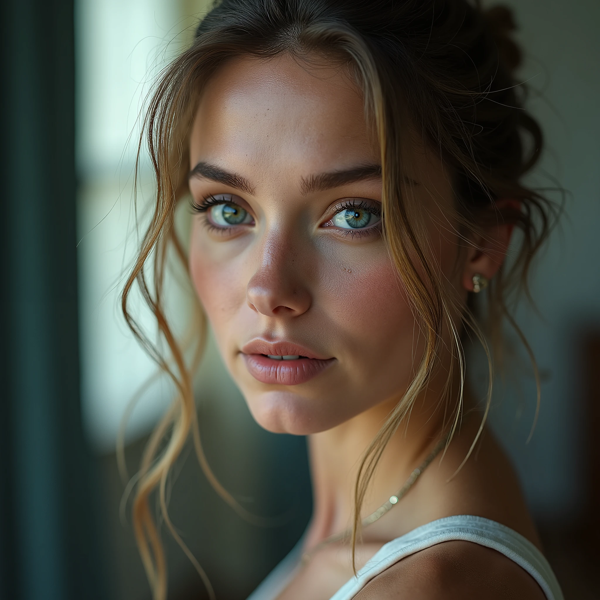 Femme metisse
Yeux clair
Locks entrenus
