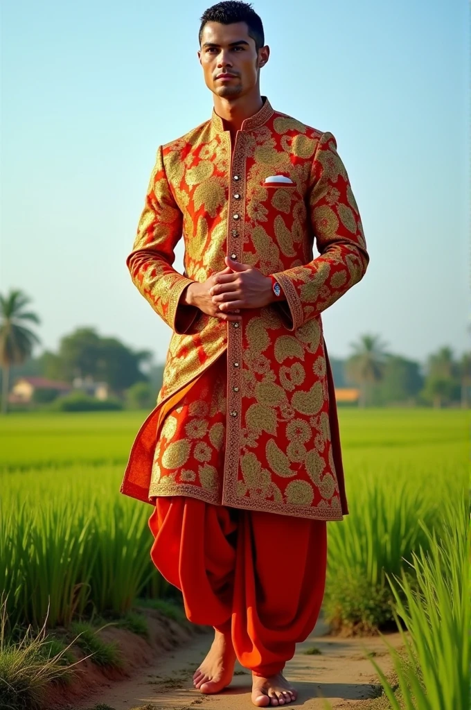 Cristiano Ronaldo wearing Bengali traditional dress dhoti with Punjabi