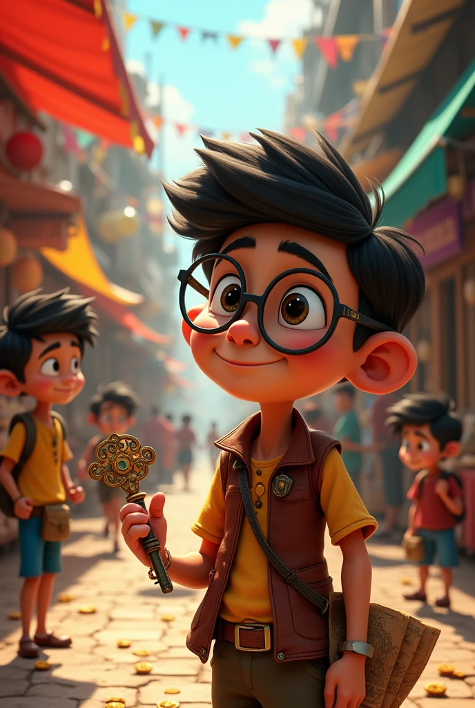 Patlu, always the thinker, said, “Let’s look around and see if we can find what it opens.”.