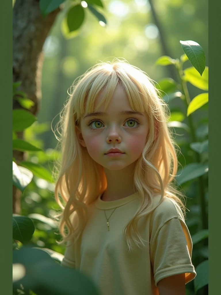 , droopy green eyes, arched eyebrows, straight medium blonde hair, pale, skinny, outdoors realistic