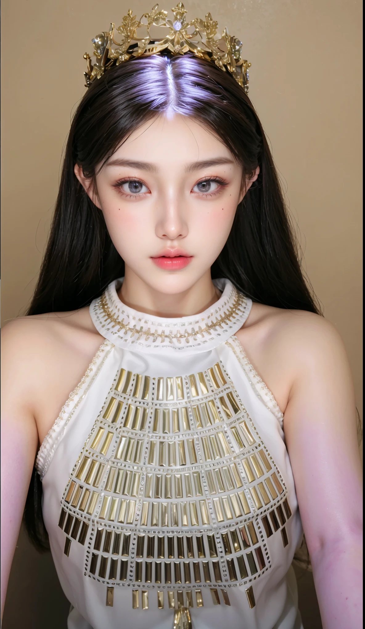 Game Art，CG Animation，Best image quality，Maximum resolution，8K picture quality，(A bust photo)，(portrait)，(Head close-up)，(Rule of Thirds)，Unreal Engine 5 rendering works，20 year old girl，((Queen))，The eyes are very detailed，(Large Breasts)，Elegance and nobility，Ray Tracing，Game CG，((3D Unreal Engine))，OC rendering reflection mode，4K，Ultra-clear，Translucent lace，Fair and plump figure，Pretty Face，Glossy Gel Coat，身着华贵礼服的Queen，Gorgeous clothing，Luxurious and exquisite jewelry，Colorful makeup，Full figure，Dark red lipstick，精致Gorgeous clothing，Supermodel，Gold Jewelry，Luxurious clothing，Gold and diamond jewelry，Rich facial details，Delicate and delicate skin texture，Gorgeous eyeshadow makeup，Three-dimensional facial features，