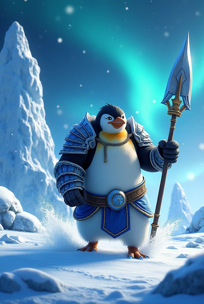 Muscular warrior penguin animated image