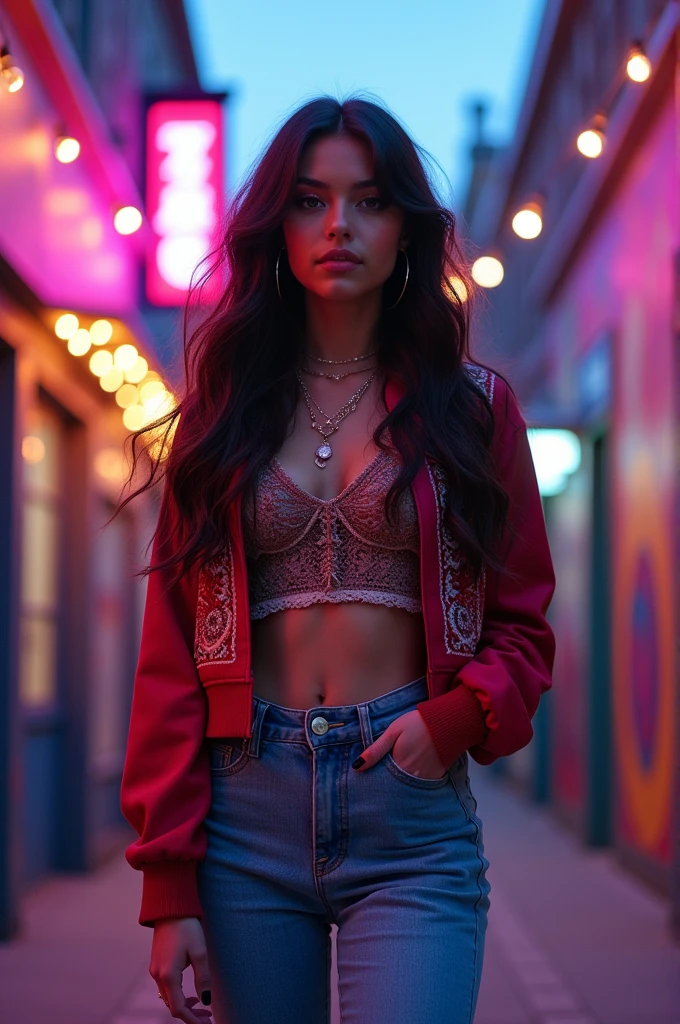 A person who looks like Camila Cabello, Ariana Grande , becky g madelaine petsch y no Mendes