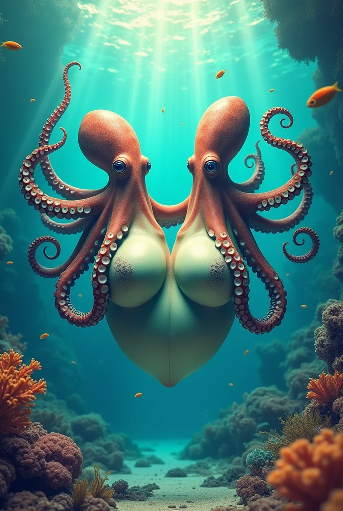 Make a large breast controlled by two octopus