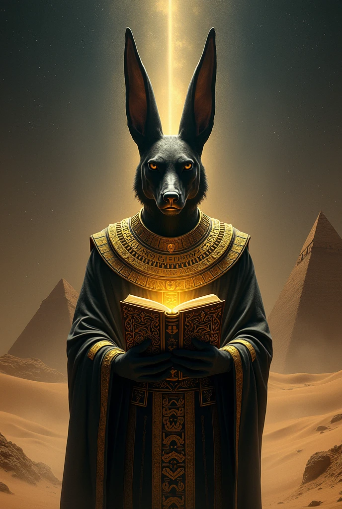 God Anubis with a book
